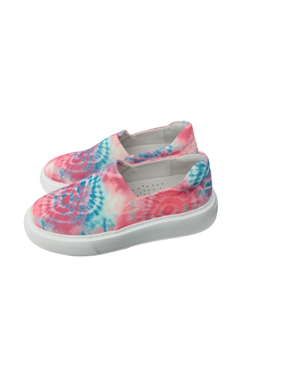 Sneakers 6.5 M Canvas Platform Pink/Blue Tie Dye Chunky Slip On Tennis Shoes NIB